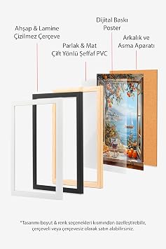 Zestia Ahşap Çerçeveli Tablo, Sonbaharda Deniz Manzarası, Salon Dekoru Poster No: 110872 50 x 70