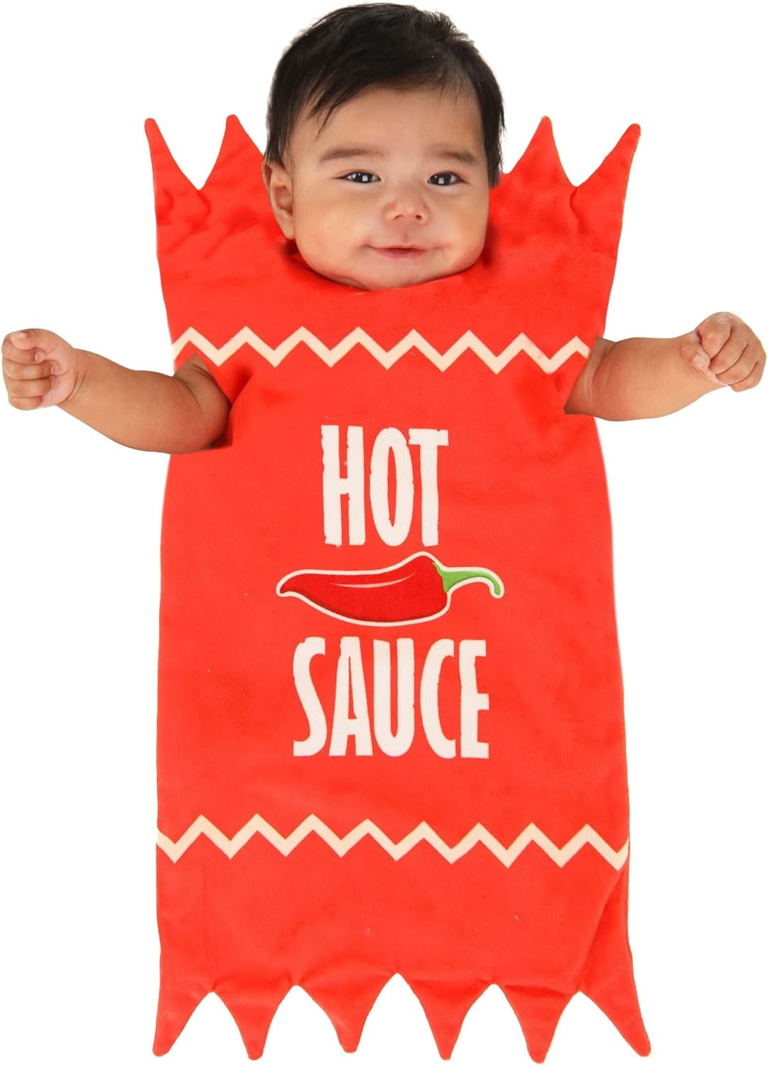 Infant Hot Sauce Costume Bunting, Red Hot Salsa Packet Baby Outfit