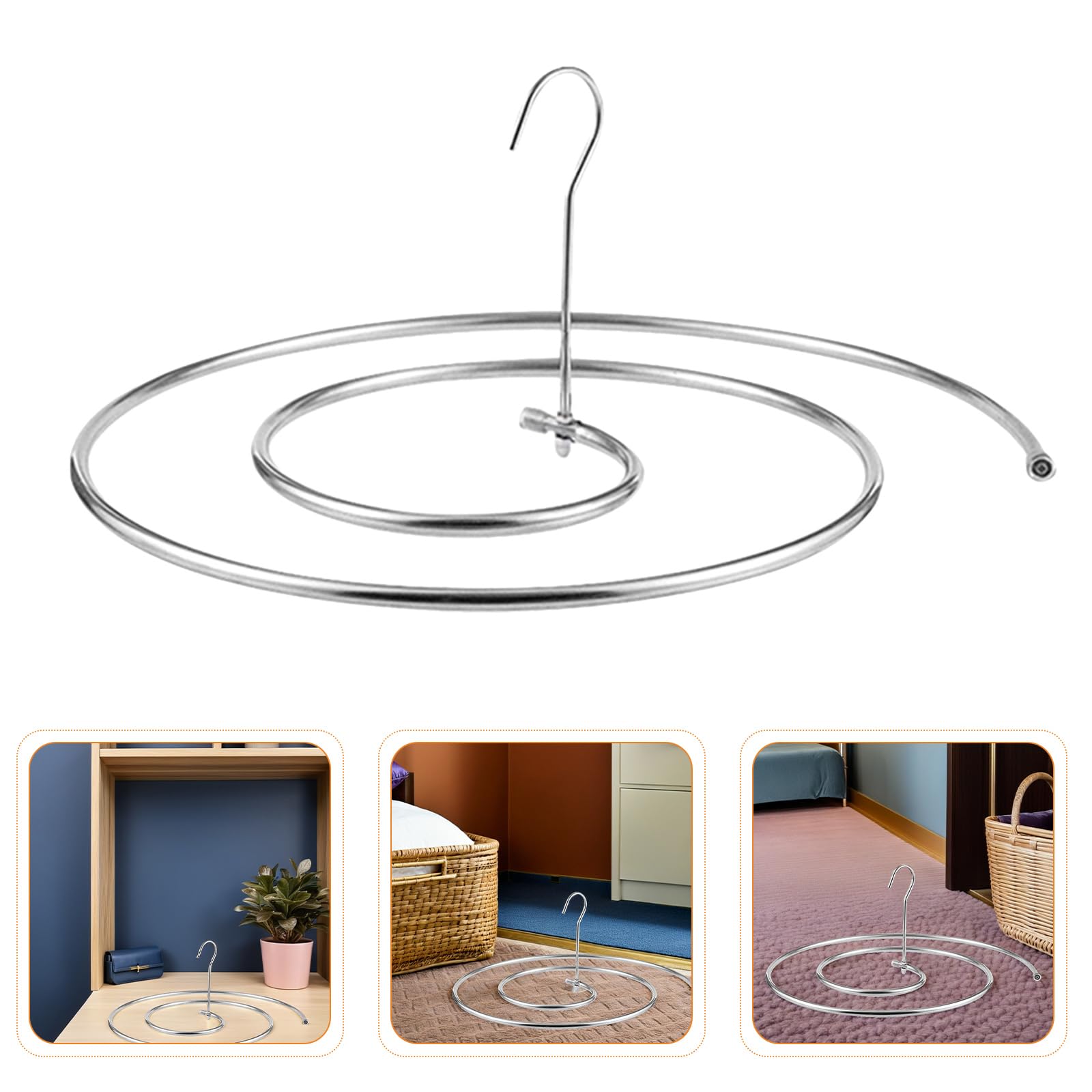 Set 3 Grucce a Spirale in Acciaio Inox 8mm per Lenzuola e Trapunte, Stendibiancheria Circolare Regolabile Salvaspazio per Interni ed Esterni Custodia Portatile