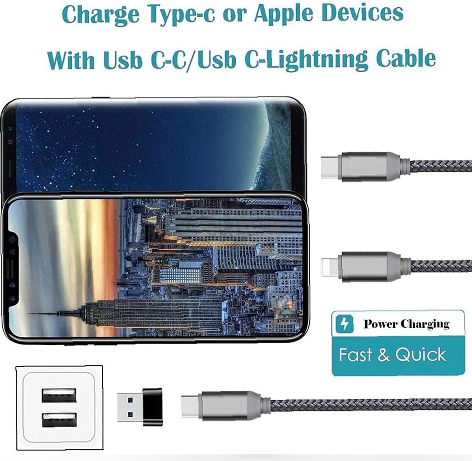 USB C Female to USB Male Adapter 2 Pack, USB Type A Power Charger Cable Connector, Compatible with iPhone 13/12/11 Pro Max XR, Galaxy Note 20 S20 Plus, Google Pixel 5 4 4a 3A 2 XL, etc.