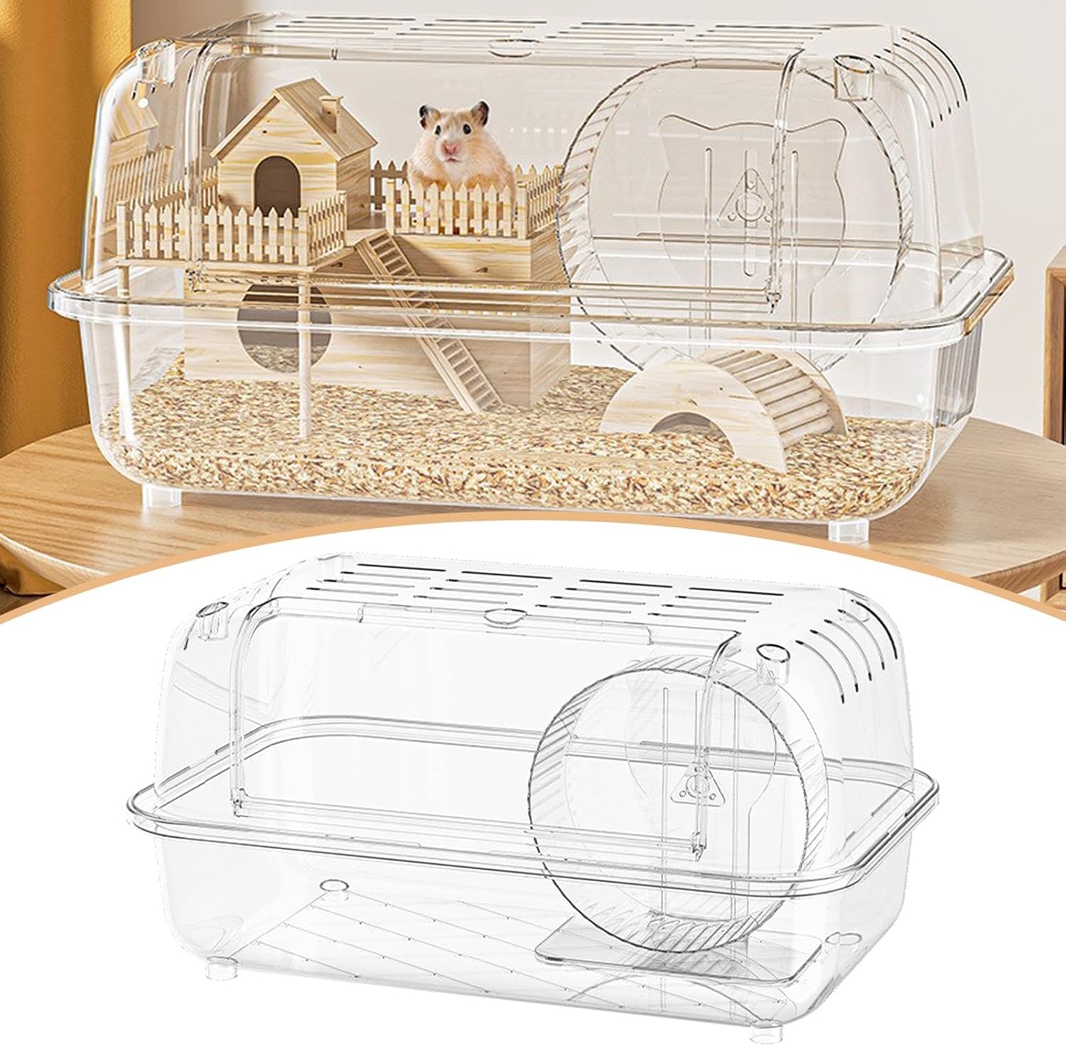 Multipurpose Cage for Hamsters, Practical Little House, Habitat for Small Animals Such As, Hedgehogs, Gerbils, Guinea Pigs and Other Small ANI, with Running Wheel