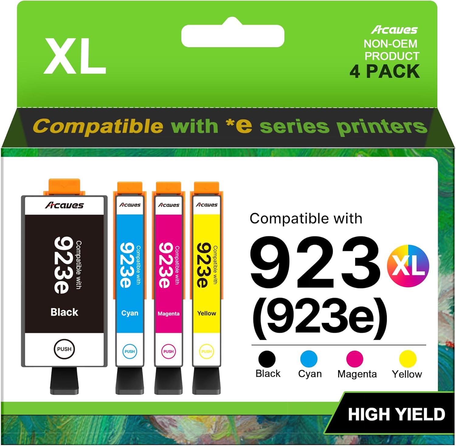923XL 923 Ink Cartridges for HP Printers Compatible with HP 923 Ink Cartridges Combo Pack Work for Officejet Pro 8130e 8120e 8125e 8135e Printers, 923XL Black and Color, 4 Pack