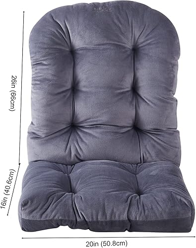 Miniatura 3 de Big Hippo Adirondack - Cojín para silla de interior, con respaldo alto, copetudo, suave y grueso, para uso doméstico (gris)