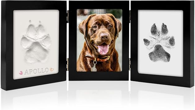 MYPAWLETS Paw Print Kit Keepsake,Ink&Clay Frame for Pet Pawprint,Black