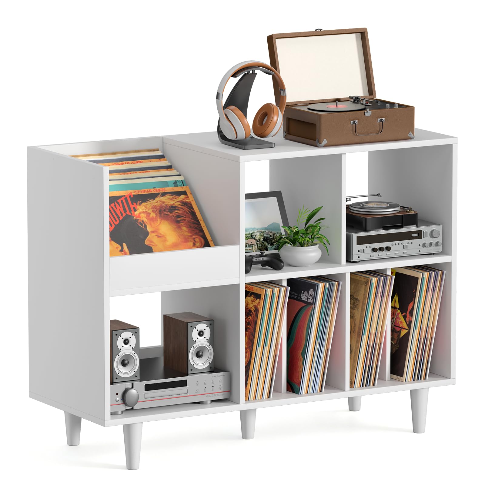 Grand Support Platine Vinyle en Bois avec Prises USB - Les Beatles, Paul McCartney, John Lennon, RIngo Starr, George Harrison Grand Support Platine Vinyle en Bois avec Prises USB