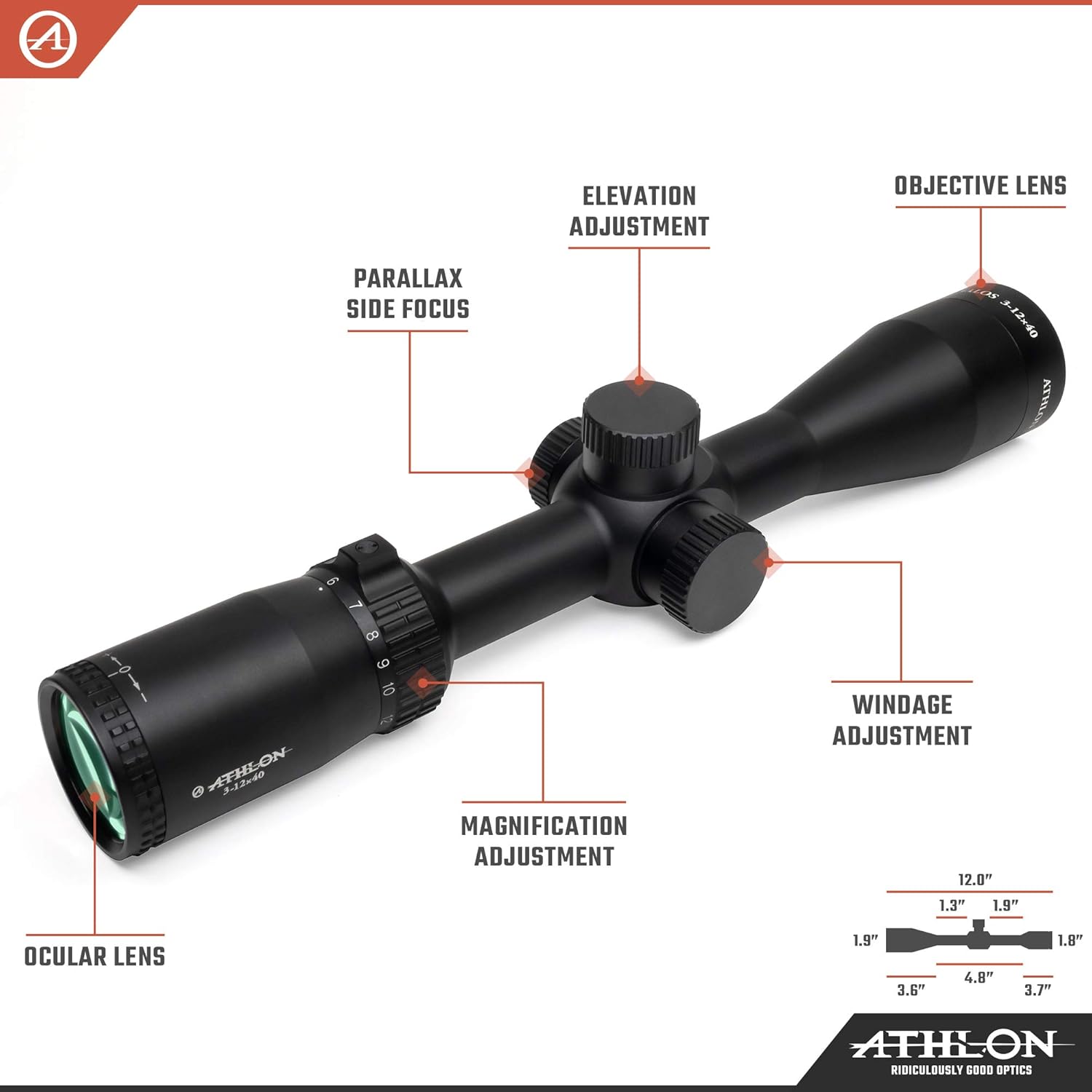 Athlon Optics Talos 3-12x40 Second Focal Plane Riflescopes