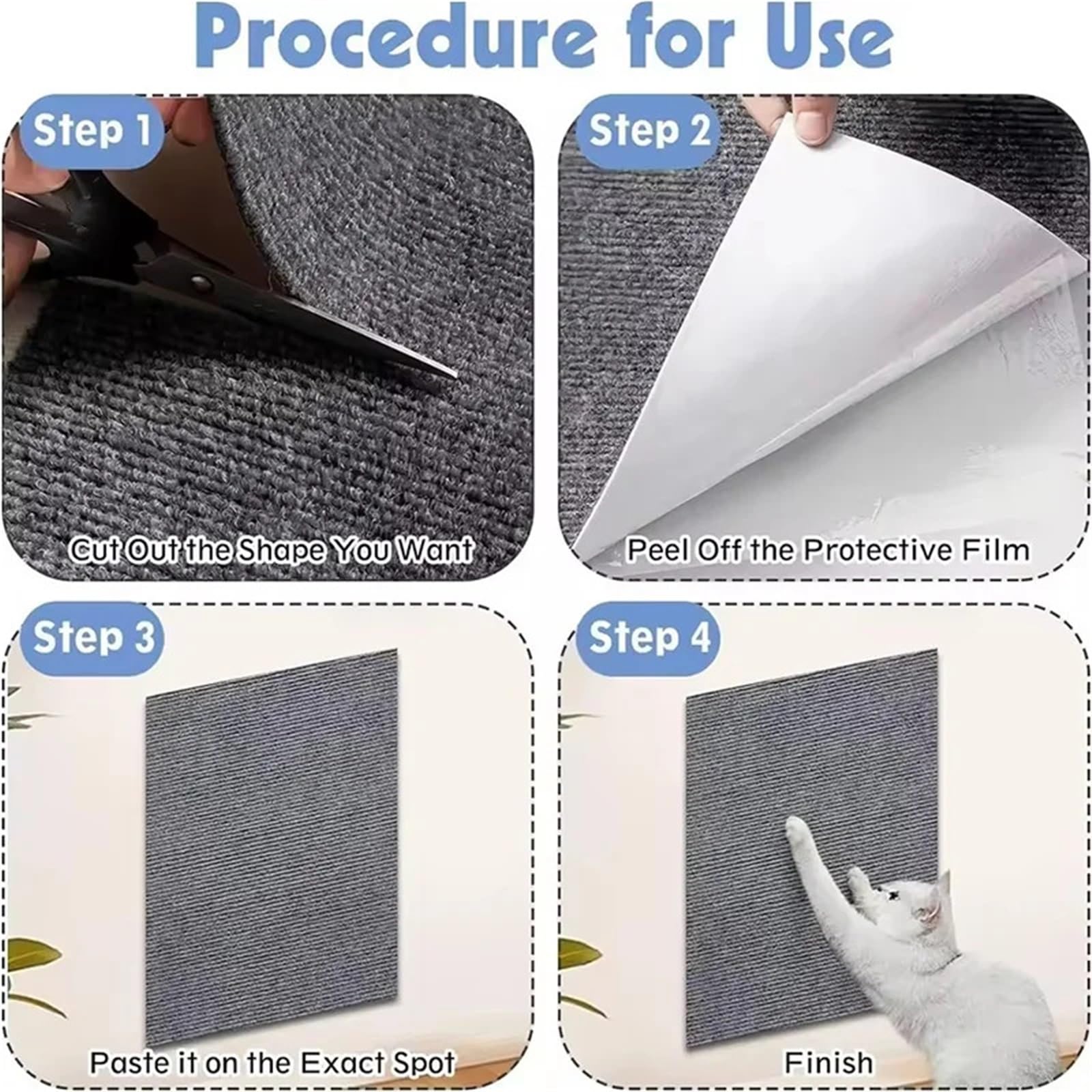 Protector Sofa Gatos Arañazo Pegatina de Pared autoadhesiva for rascar Gatos, Estera Escalada Multifuncional, Almohadilla protección antisofá, rascador Garras molienda(Dark Gray 30cm60cm,5pcs)