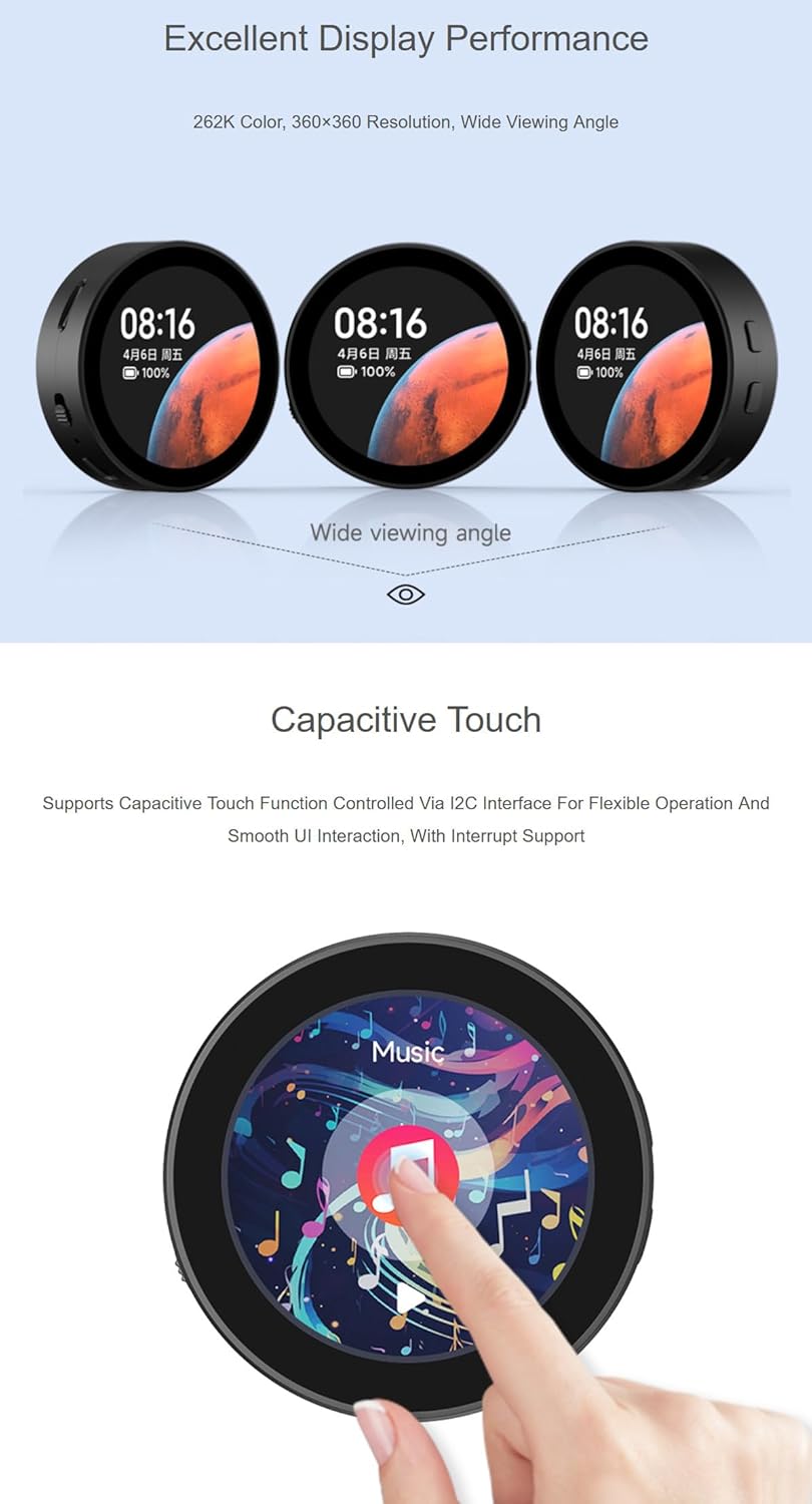 ESP32-S3 1.85inch Round LCD Development Board, 360×360, Supports Wi-Fi & Bluetooth BLE 5, AI Speech, ESP32 with Display, with Smart Speaker Box @XYGStudy (ESP32-S3-Touch-LCD-1.85C-Box)