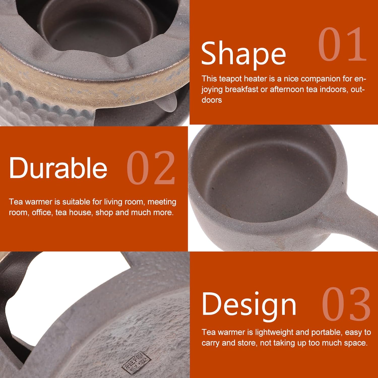 Ceramic Teapot Warmer with Candle Stand Retro Tea Light Holder Portable Tea Heater for Living Office Warmer