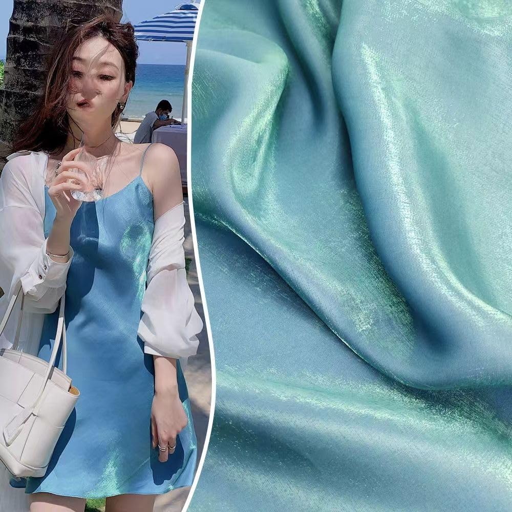 150cm * 5m Glitzer Sparkly Satin Stoff Meterware Bunt Glanz Satin Dekostoff Kostümstoff zum Nähen für Hochzeit Kleid Dekoration DIY Tisch Tutu Rock Party Deko Vorhänge Gardinen - Sternenhimmel blau