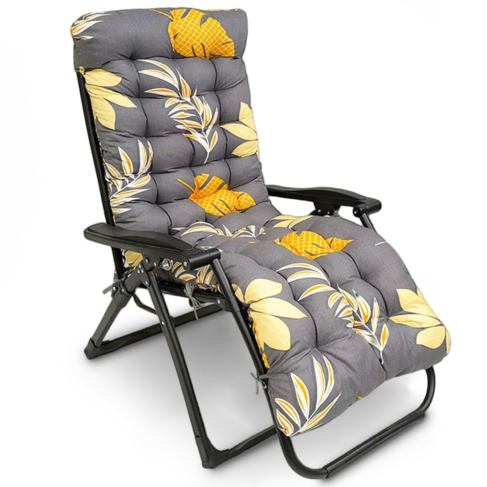 Coussin de chaise longue matelassé épais avec attaches pour meuble de patio