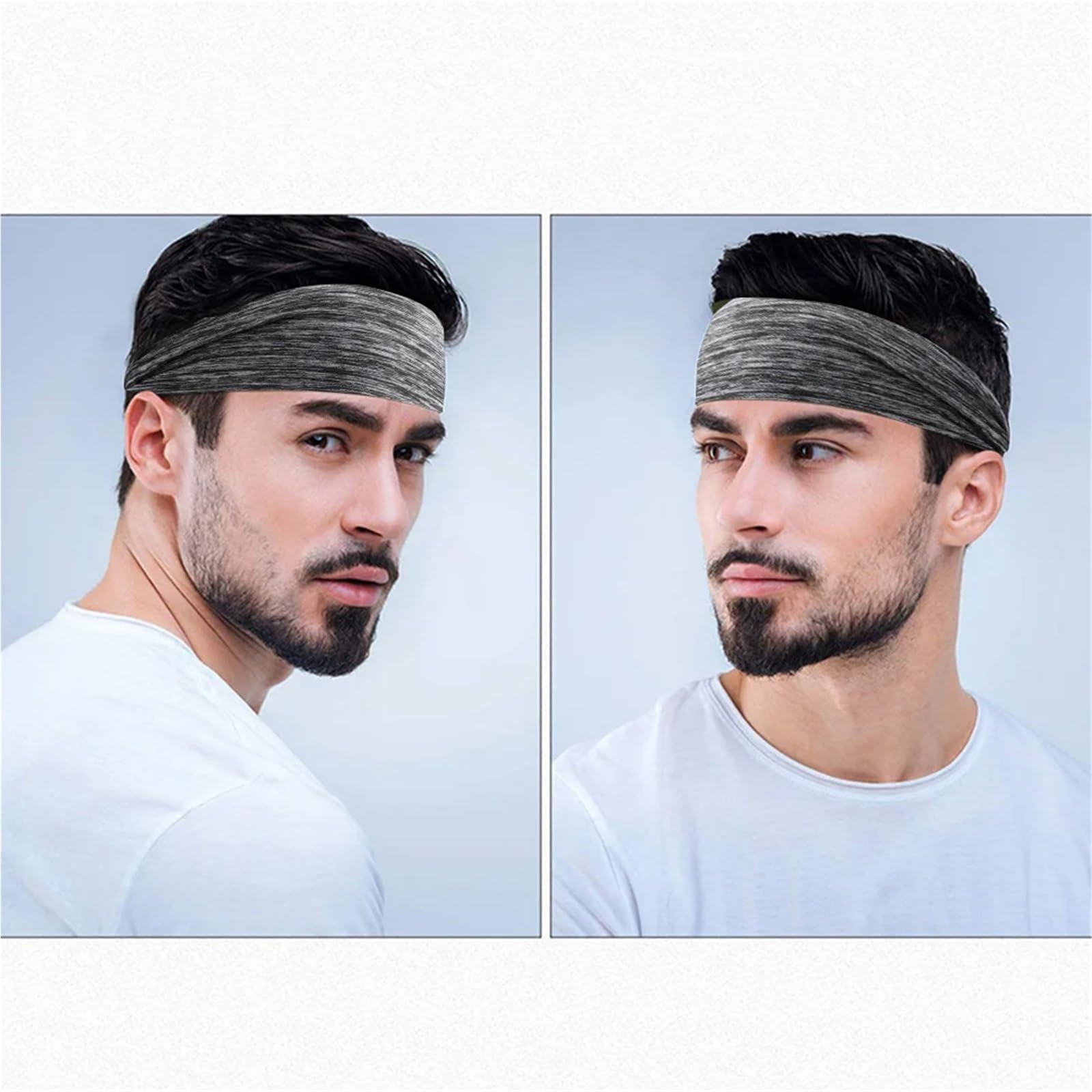 Elastyczna opaska sportowa do włosów, Sports Sweatband Headbands Pack Of 1-10 Black Grey Blue Dark(Grey 6pcs)