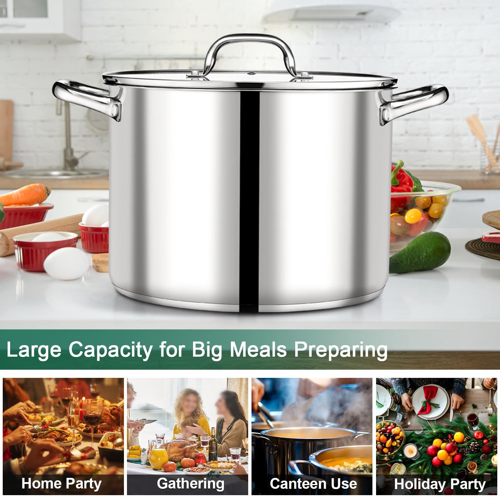 Amazon.com: P&P CHEF 20 QT Stainless Steel Stock Pot with Lid