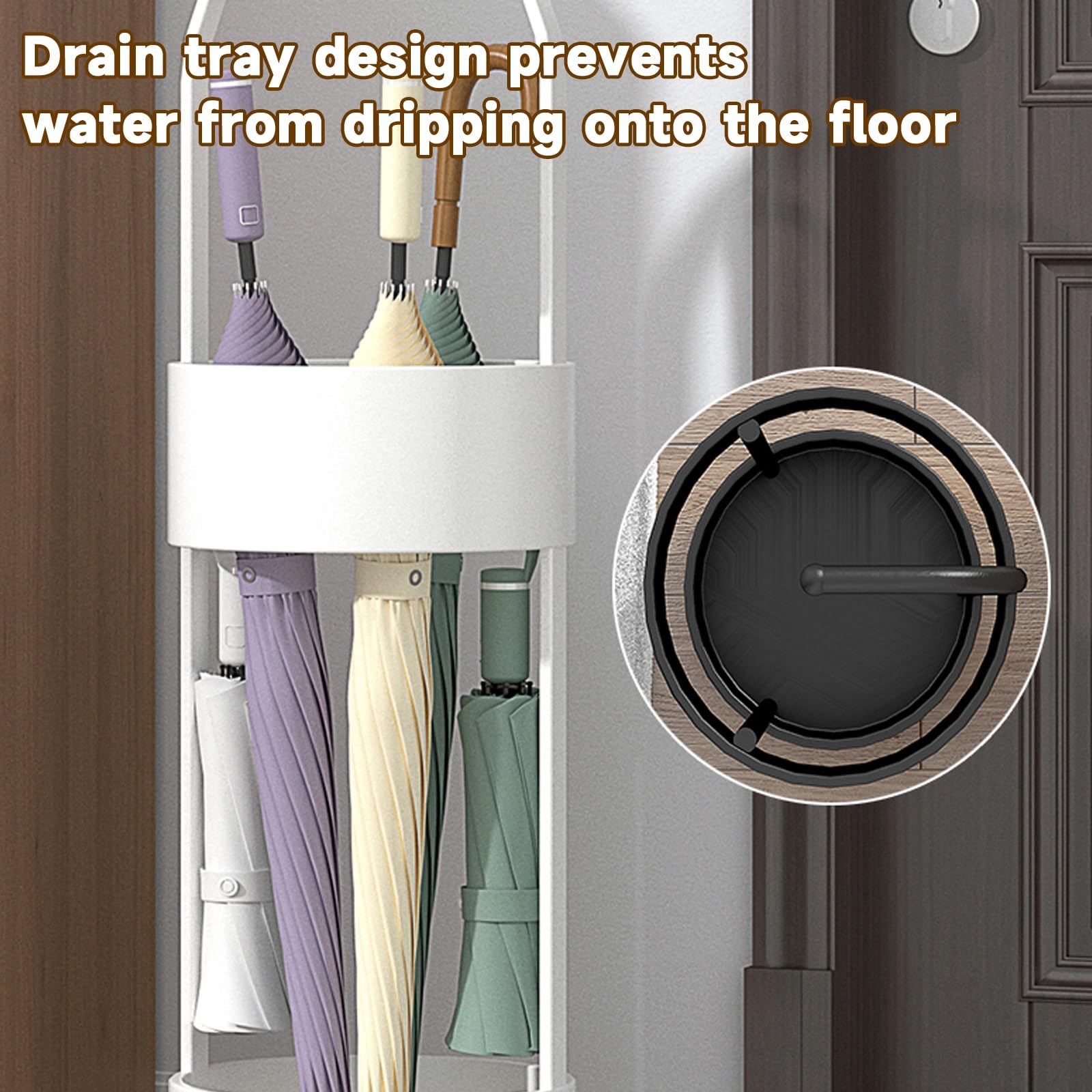 Soporte Blanco para Paraguas y Cubo Estable para la Entrada de casa: solución de Secado rápido para Paraguas mojados.