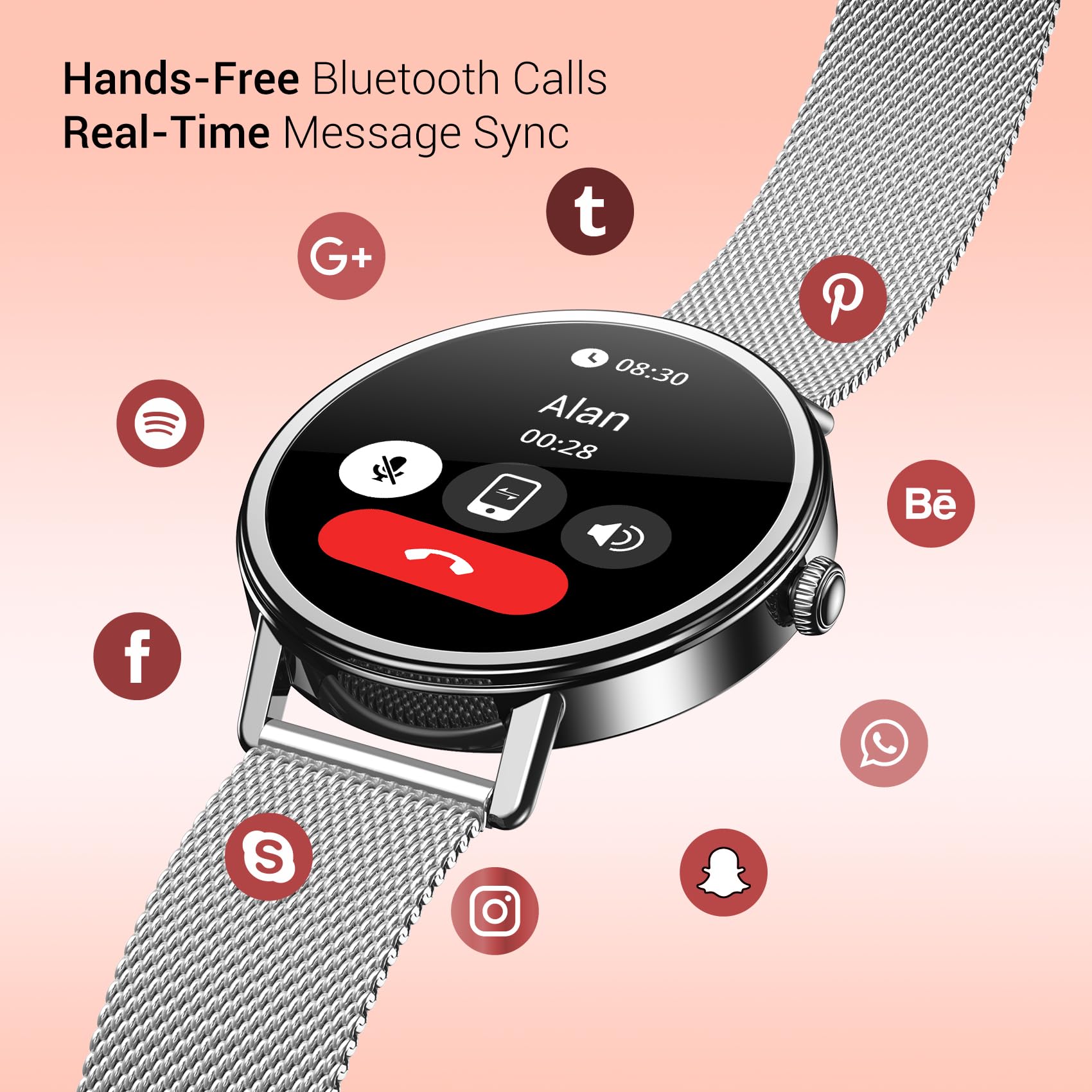 Blackview Smartwatch Damen, 1,26 Zoll Runde Fitnessuhr mit Pulsmesser, Schlafmonitor, SpO2, Schrittzähler & Aktivitätstracker, IP67 Armbanduhr, Uhr für Sport, Arbeit & Alltag, Android & iOS, Gold
