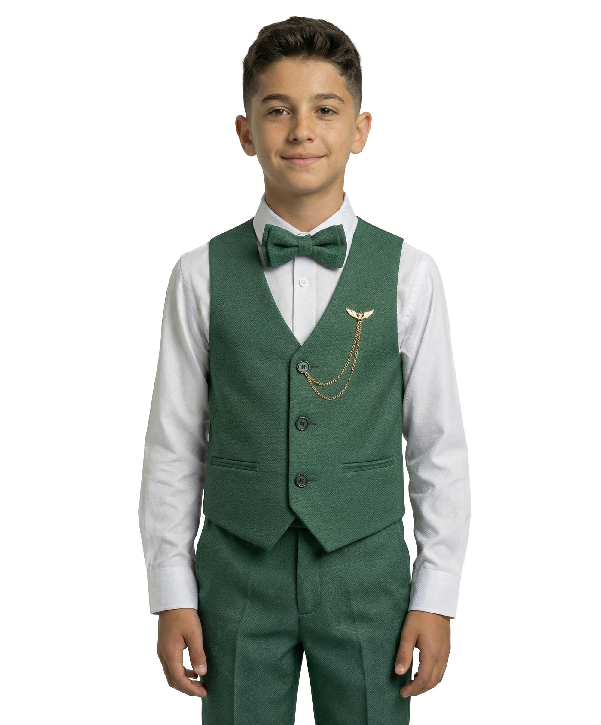 Conjunto de Traje de Chaleco Texturizado de 4 Piezas de Corte Entallado para niños, Atuendo Formal para Bodas, Fiestas y Ocasiones Especiales
