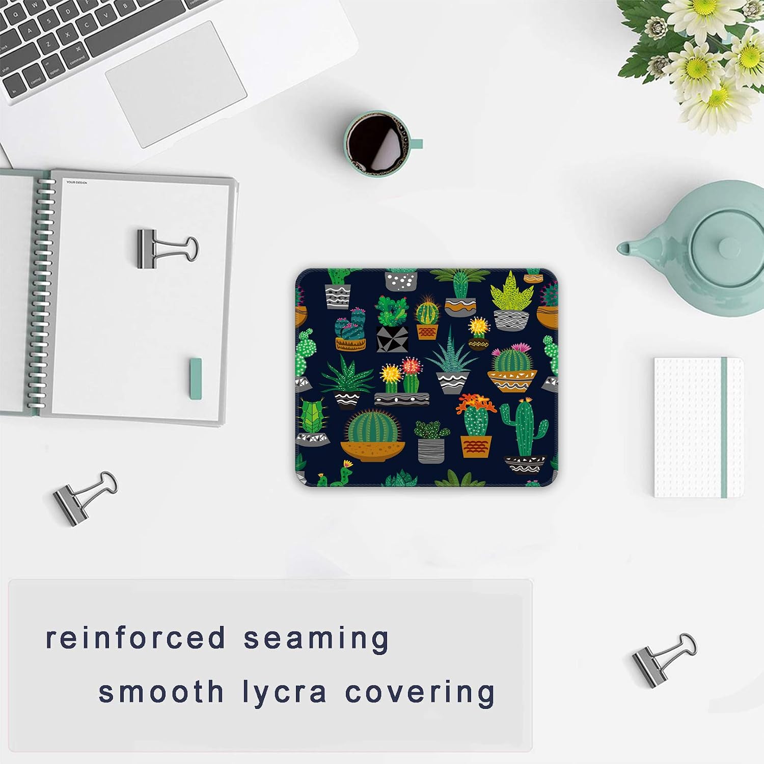 DOOKE Gaming Mouse Pad, Cute Rectangle Mouse Mat with Anti Slip Rubber Water-Resistant Surface for Desktops, Computers, Ideal for Work or Gaming,Pot Cactus