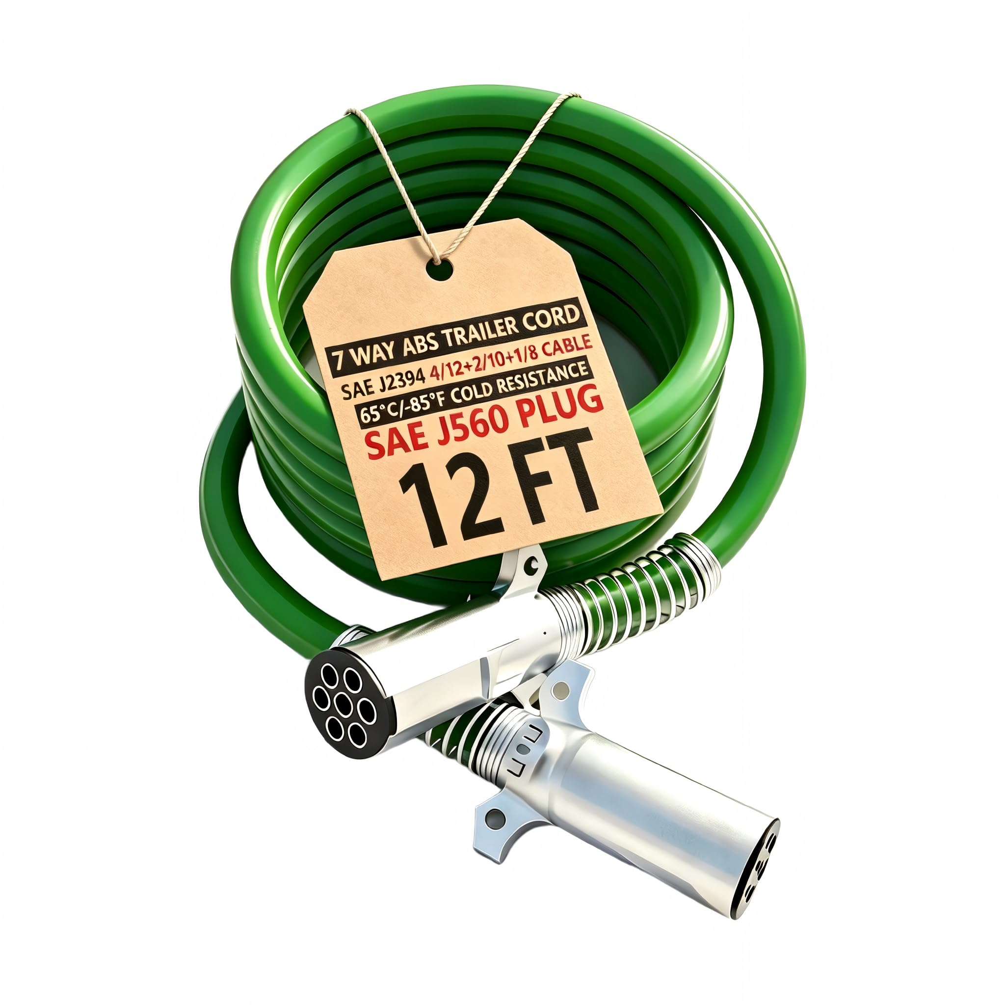 12FT 7 Way Wire Trailer Light Brake Electrical Cable 4/12+2/10+1/8 AWG Wire