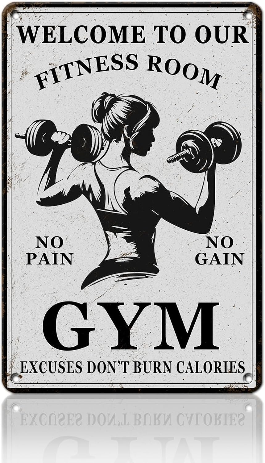 SMAZDFXX Girl Gym Metal Tin Sign Welcome to Our Fitness Room Wall Art for Home Weight Lifting Decor & Man Cave Workout Poster Motivational Poster 5.5"x8"