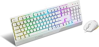 MSI Vigor GK30 Combo White DE GK30 Gaming Clavier et Souris Gamer GM11 (Filaire, Plunger Switch, QWERTZ Layout, Blanc, RGB)