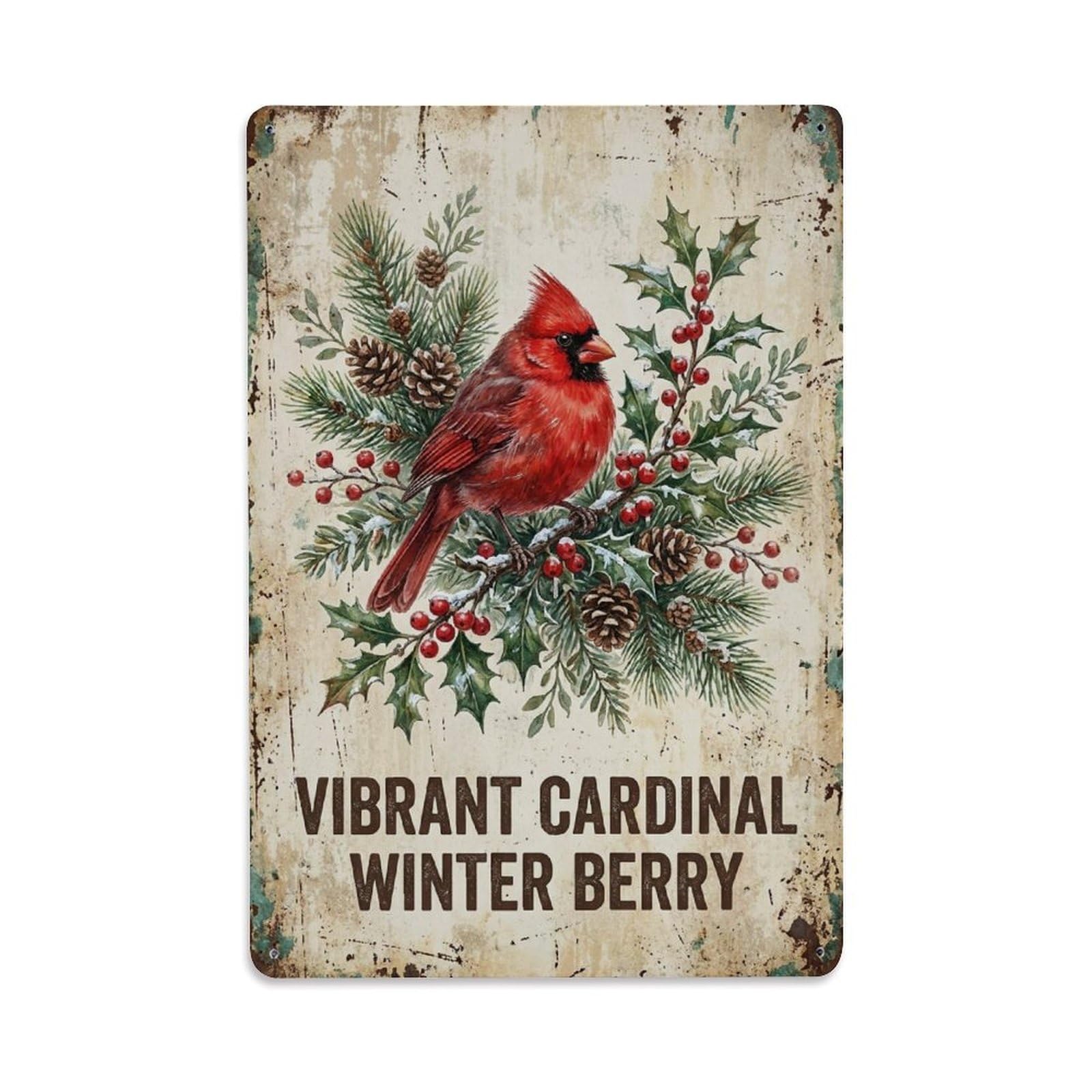 Okngb Style Whimsical Cardinal Animal Quote Vintage Illustration Metal Tin Sign Plaque Wall Decor For Cafe, Man Cave, Club Bar, Office, Home Garden Round Metal Poster 8X12inch