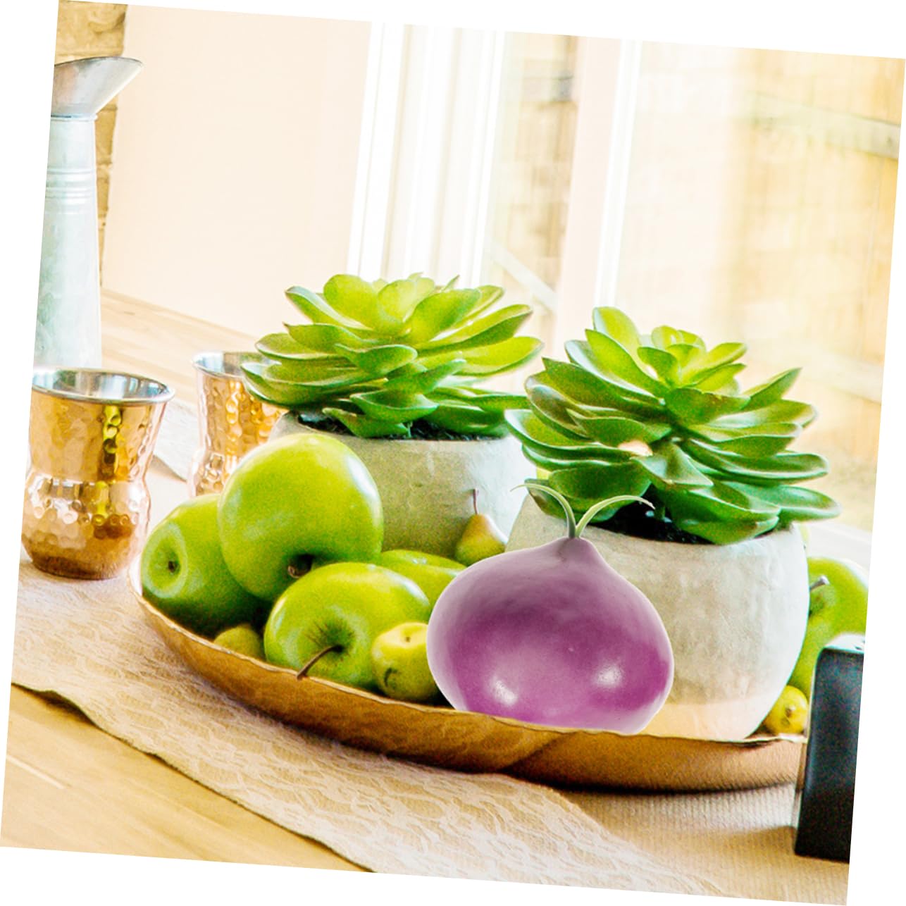 HEBEOT Lot De 5 Guirlandes D'oignons Artificiels à Suspendre En Mousse, Légumes, Ail Décoratif (ail Violet