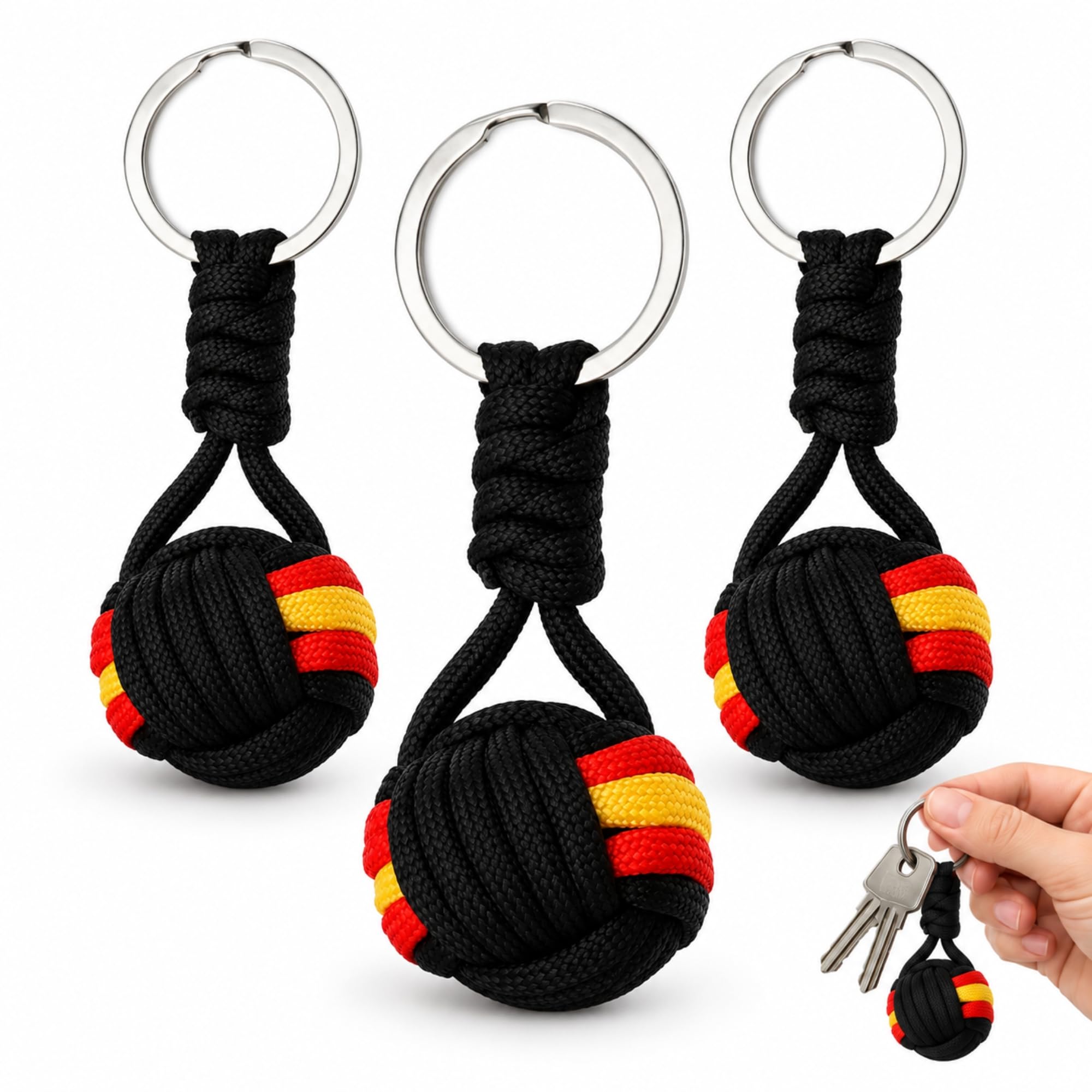 Llavero bola cuerda bandera España, Llavero patriótico, 3 Unidades, Negro - imagen 1