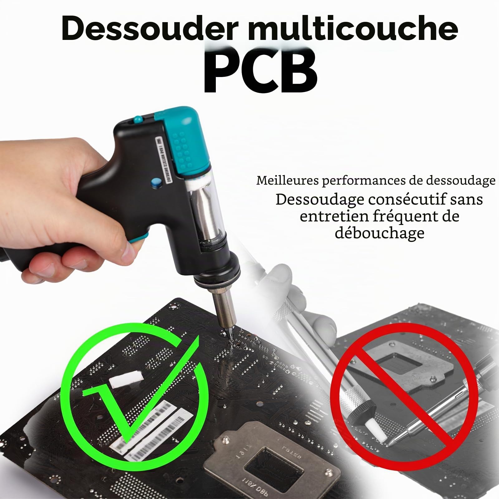 YIHUA 948D-I Station de dessoudage 110 W haute performance, antistatique, avec contrôle de température réglable de 380 à 480°C,3 canaux préréglés,conversion °C/°F,mise en veille automatique(prise UE)