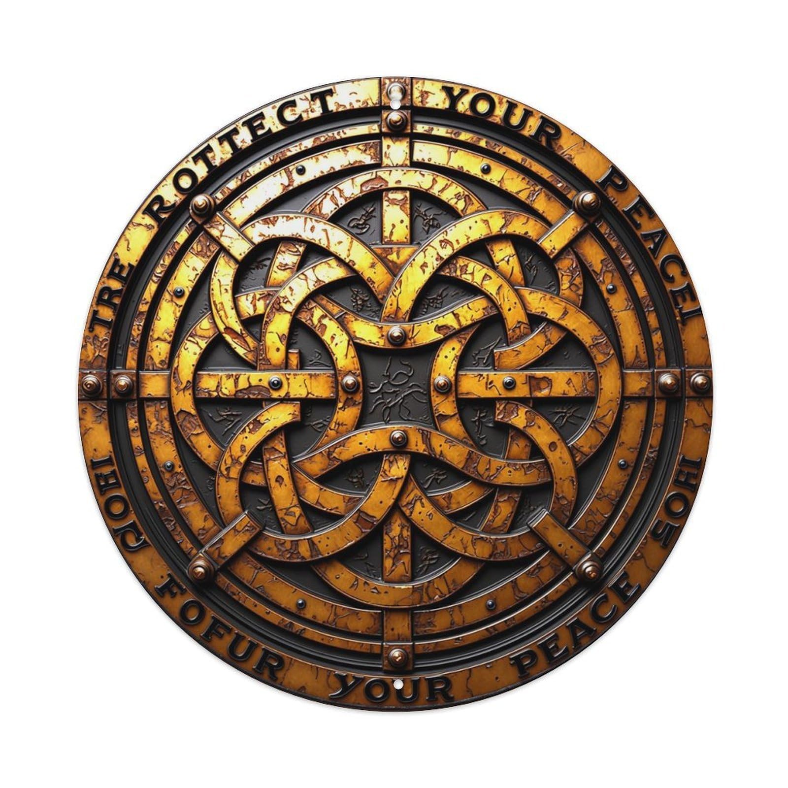 Celtic Knot Design Pattern Retro Metal Sign Round Tin Sign, Vintage Decor Art Poster for Bar, Home, Man Cave, Kitchen, Laundry Room Gift 8x8Inch