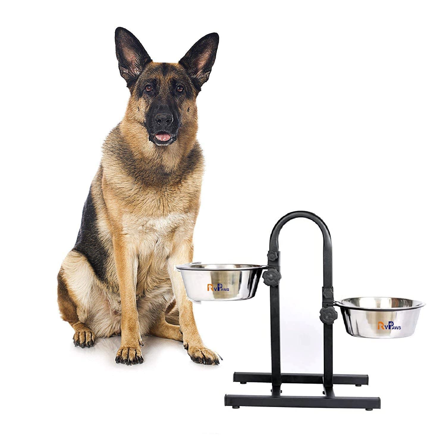 Woofy Dog Feeding Bowl with Adjustable Stand, Dog Elevated Diner with Stainless Steel Bowl Set U Type, (Set of 2 Bowls with U-Stand) (4000 ML, XX-Large) (1600 ML, Large) (B0BKQGHG1V) Amazon Price History, Amazon Price Tracker