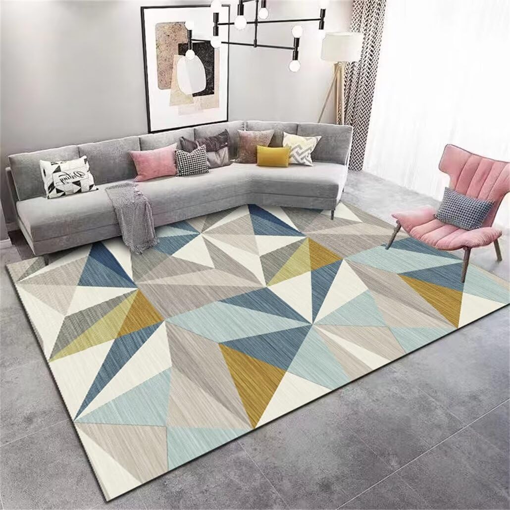 Tapis chambre bleu 200x200cm antidérapant pas cher pour couloir long et ados