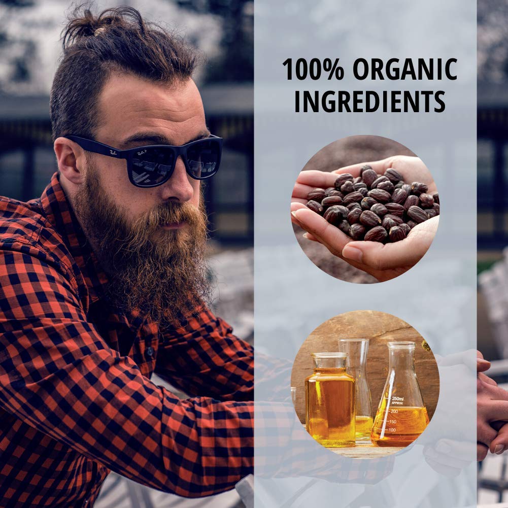 Jojoba Beard Oil: Unscented, Pure & Organic for Men - Stops Itch & Dandruff, Softens Coarse Hair & Mustache, 1 fl oz (30ml)