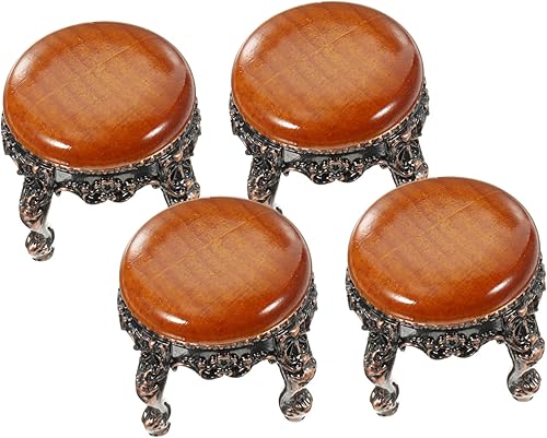 4 piezas de mini taburetes de casa de muñecas, muebles de casa de muñecas en miniatura accesorios a escala 1/12, taburete redondo retro para casa de