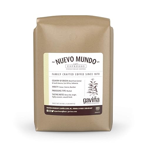 Gaviña Nuevo Mundo Espresso, café en grano, 100% café Arábica (bolsa de 32 oz)