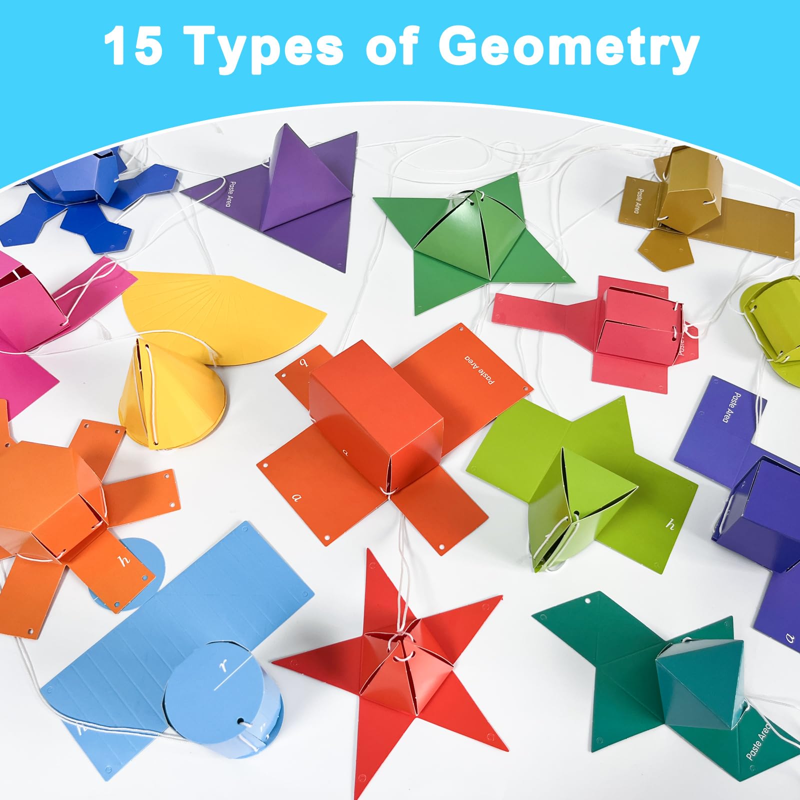 Książka do nauki geometrii 3D z plecioną liną, interaktywne narzędzie do nauczania matematyki dla początkujących w geometrii, formuły objętościowe i powierzchniowe (15