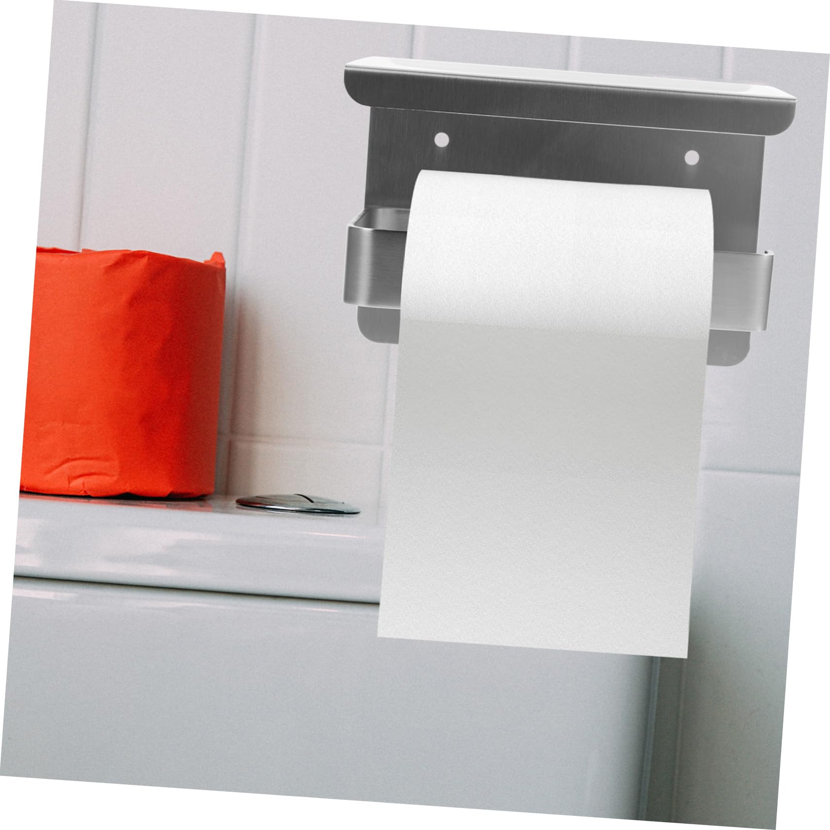 Porta Carta Igienica da Parete in Acciaio Resistente Nero con Mensola Multifunzione per Bagno e Cucina Supporto Robusto per Spazio per Telefono Occhiali e Accessori