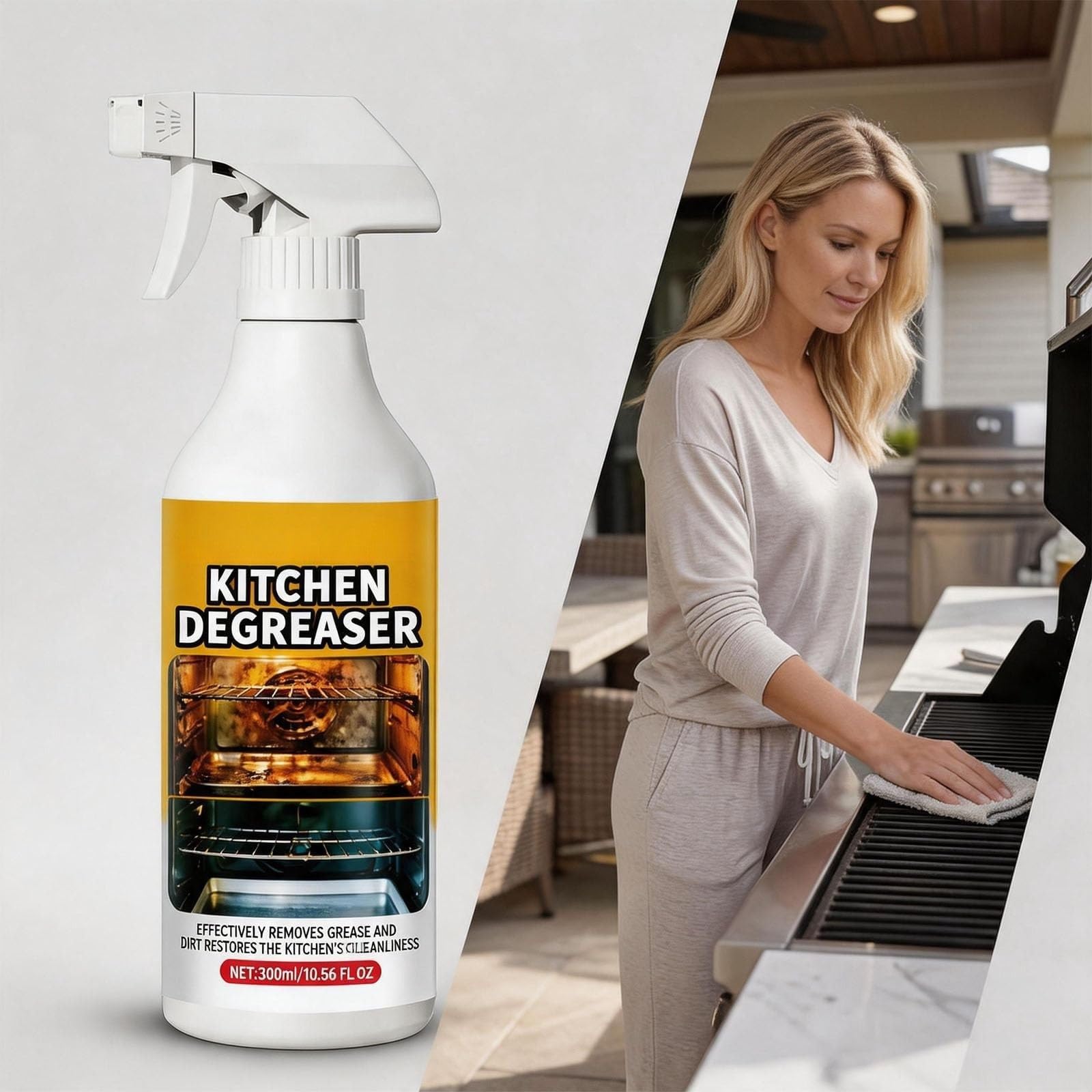 Backofenreiniger KüChenreiniger 300 Ml/10,56 Fl.oz Fettkiller Spray 3 Stück | Spray Grillreiniger Robuster Entfetter Vielseitig Einsetzbar for Grills Öfen Luftfritteusen Zuhause