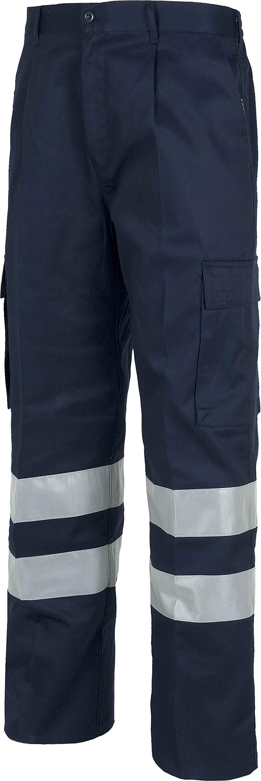 WORKTEAM Pantalón de Trabajo con Cintas Reflectantes EN 17353 Tipo B2, Múltiples Bolsillos, Cintura Elástica, Unisex