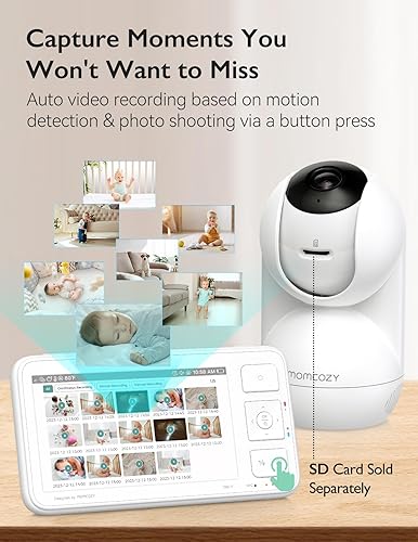 Miniatura 7 de Momcozy Monitor de bebé con 2 cámaras de 5.5 pulgadas 1080P Full HD Split Video Monitor de bebé con cámara y audio, sin WiFi 5000mAh batería, ECO,