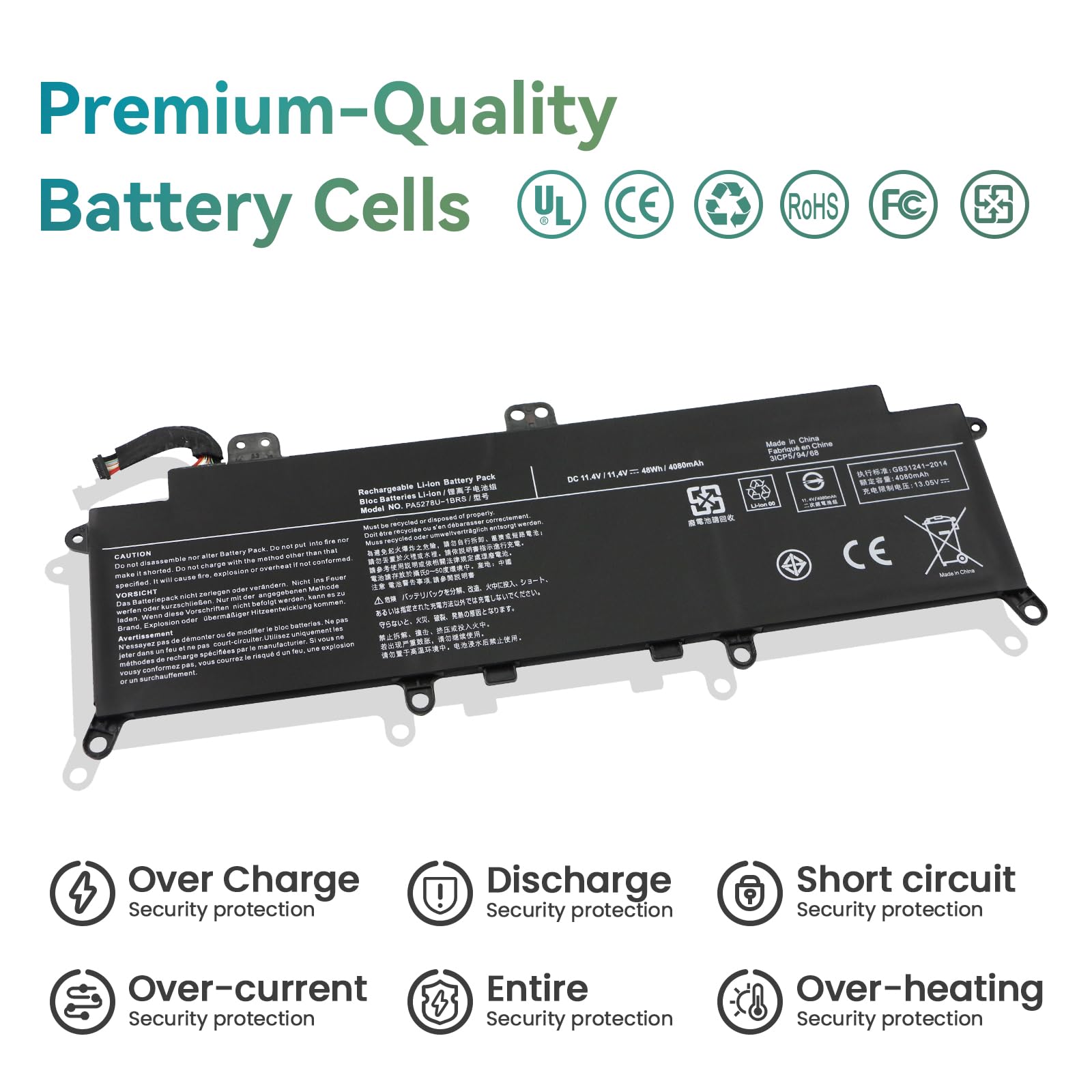 PA5278U-1BRS Batteria per Toshiba Tecra X40-D X40-E X40-F Portege X30-D | X30-E X30-F Dynabook X40-G X30-D-11U X30-D-161 X30-D-162 X30-E-11U X30-E-12W X30-E-12N X30-E-133 X40-E-10H 48Wh