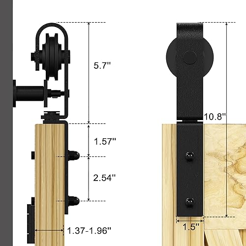 Miniatura 6 de Kit de herrajes para puertas correderas de granero plegables de 96 pulgadas  8 pies, accesorio de rodillo para riel de armario, ancho de puerta