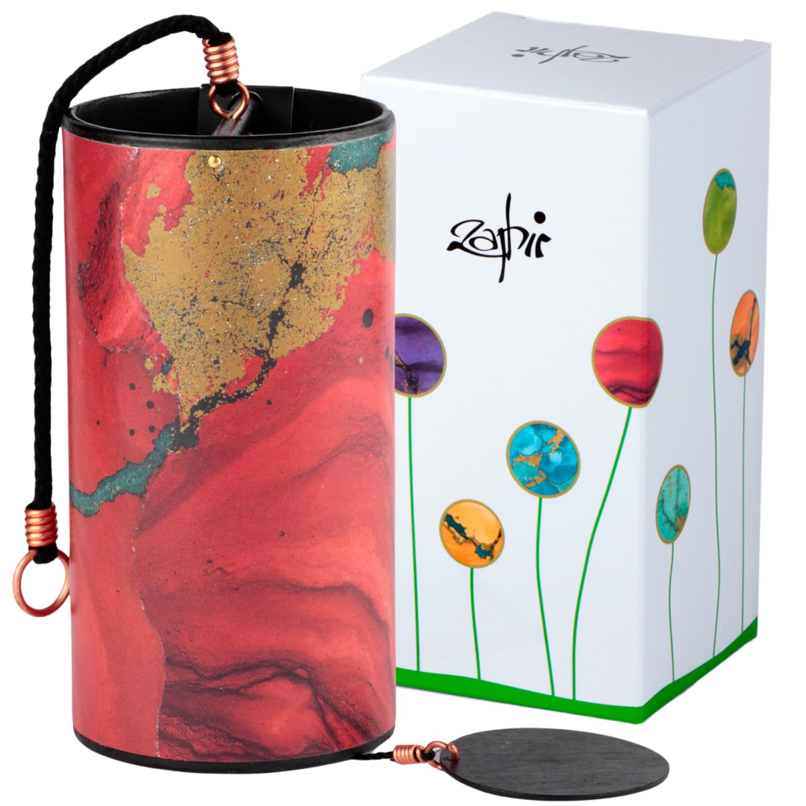 Zaphir Klangspiel Sunray Sommer mit Geschenkverpackung | Windspiel Geschenk - Chimes für Yoga, Kinder und Meditation in Rot