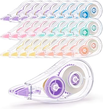 24 Pcs Correction Tape, White, 18.04 Ft, 0.2 in Width | Tear-Resistant Wrong Out Correction Tape, Instant Corrections Applicator for School, Office, Note Taking, Journal