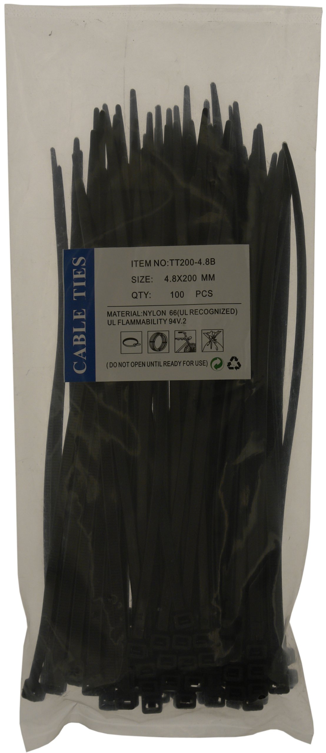 Celsus Cable Ties - Standard - Black - 200mm x 4.8mm - Pack of 100 - CT200