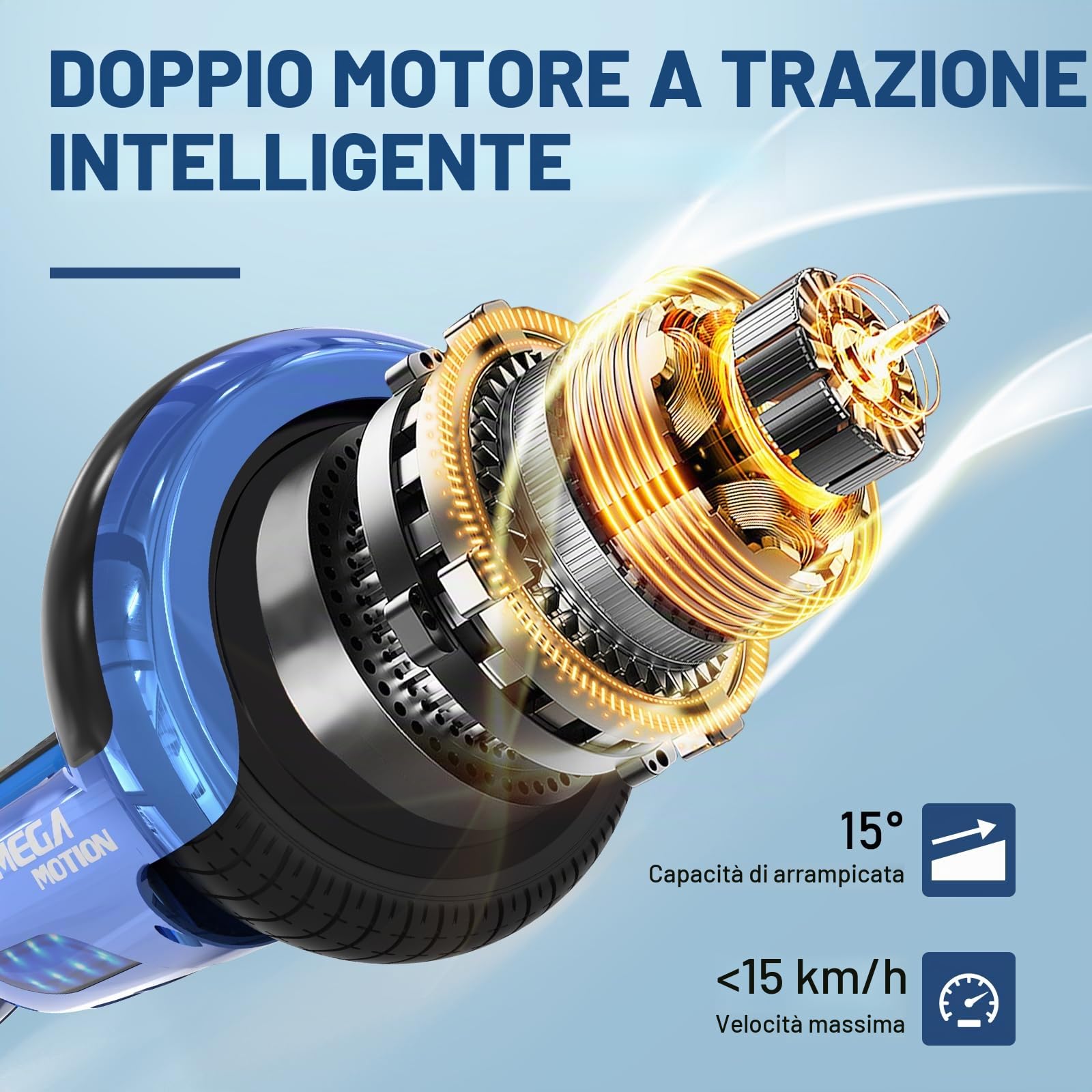 MEGA MOTION Hoverboards per Bambini, Hoverboards a due Ruote da 6,5 Pollici con Altoparlante Bluetooth, con Luci a LED, Regalo per Bambini e Adolescenti