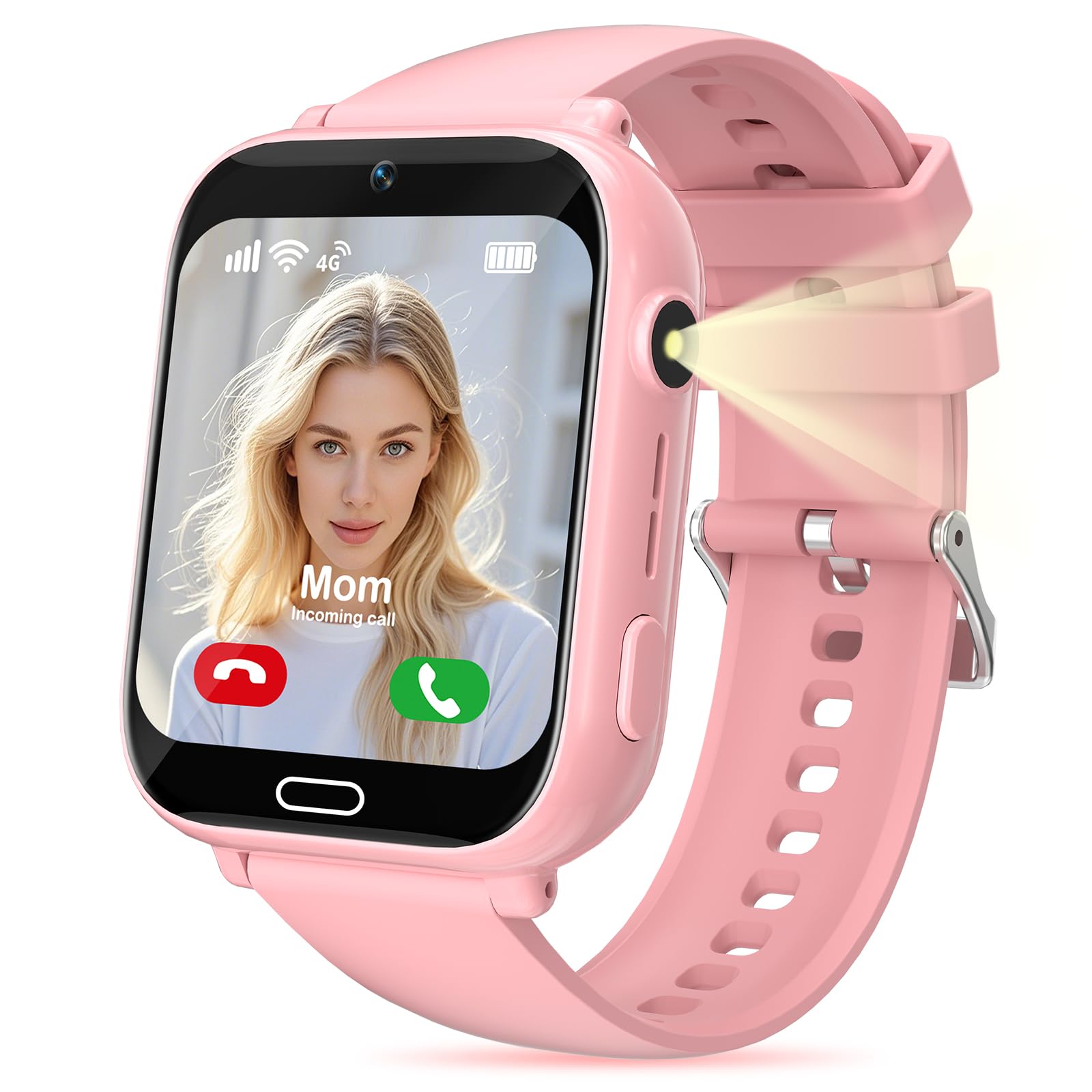 Reloj Inteligente Niño, 4G Smartwatch Niños con GPS, teléfono, videollamadas, Chat de Voz, SOS, Juegos, Despertador, Modo Escolar y Linterna. Ideal para niños y niñas