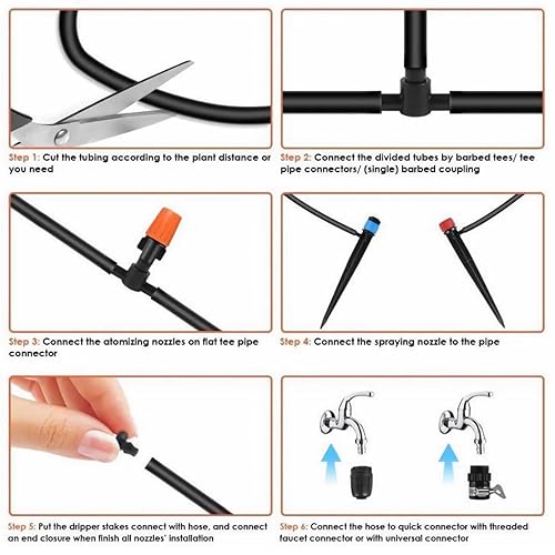 Miniatura 7 de Kit de sistema de riego por goteo de 240 pies, sistema de riego de jardín con manguera de 12 pulgada, emisores y accesorios de boquilla de