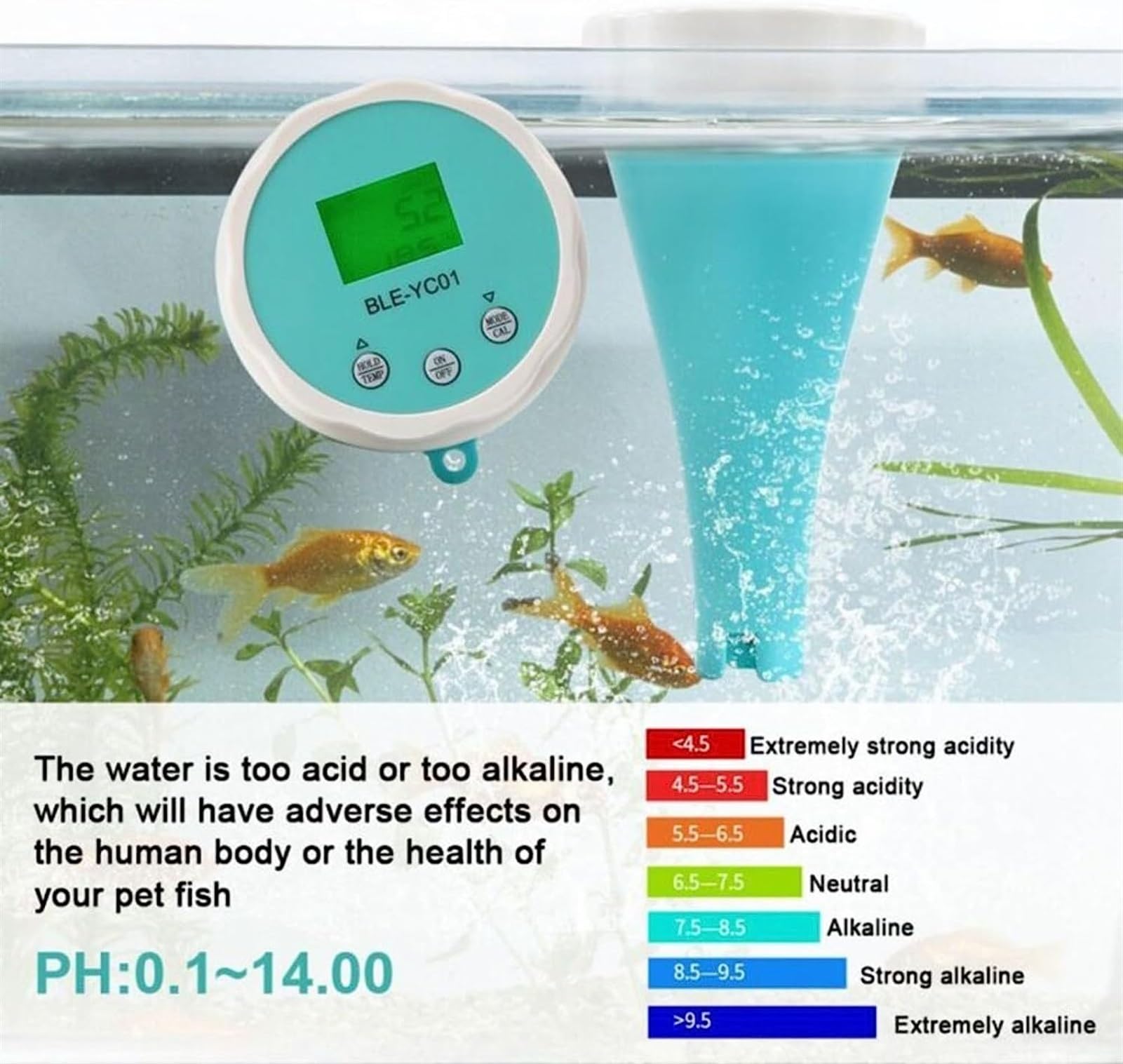 Probador de calidad del agua - Medidor digital Bluetooth 6 en 1 para cloro, ORP, EC, TDS, temperatura y pH - Monitor inteligente para piscinas, jacuzzis, hidroponía