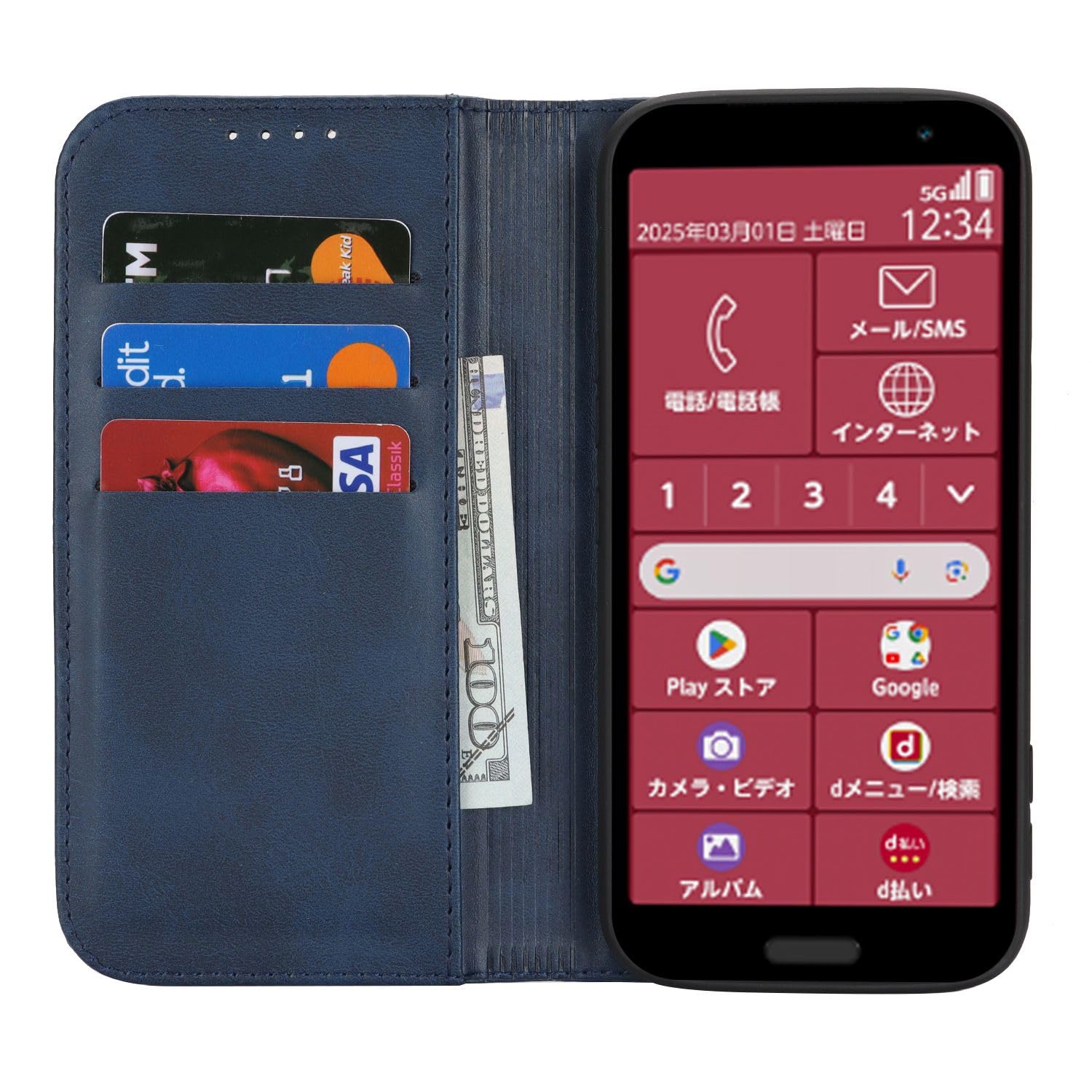 Amazon.co.jp: らくらくスマートフォン F-53E ケース 手帳型 docomo