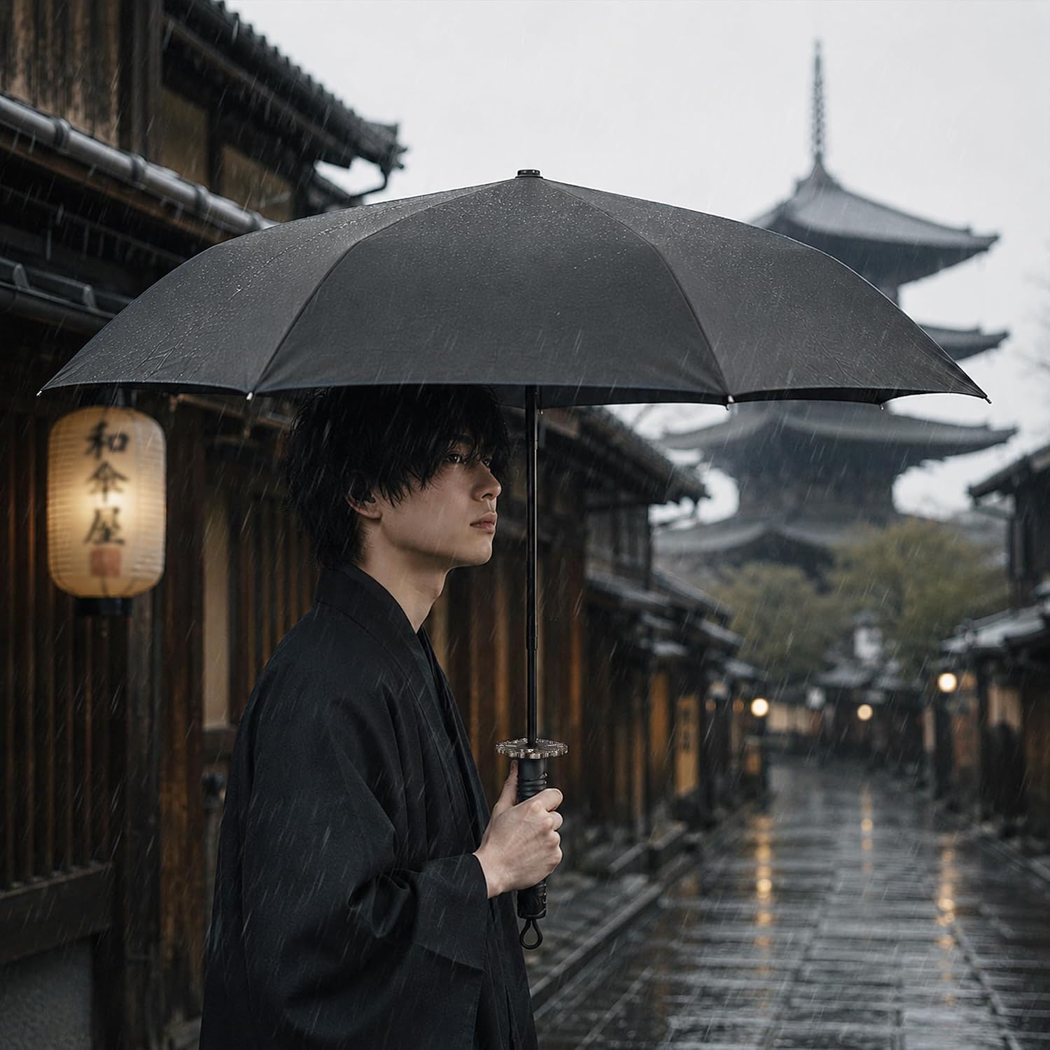 Samurai Sword Katana Umbrella with Japanese Style Handle, Full-Automatic Rust-Proof and Wind Resistance, Rain & Sun Strong Protection, Portable Cosplay Umbrella for Men Women Adults, Decoration Gift